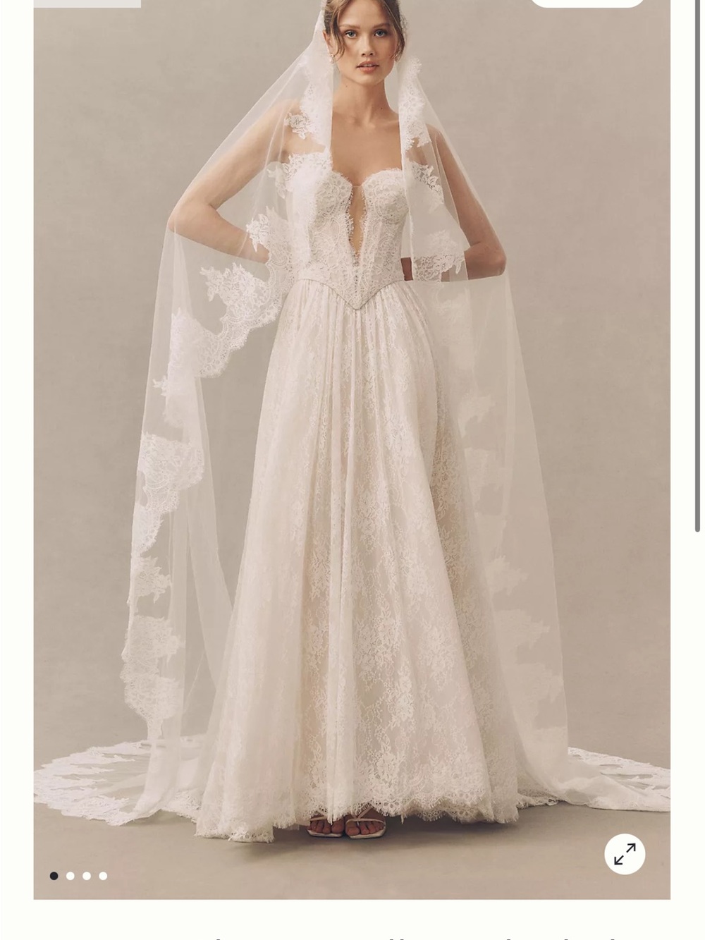 Watters White Lace Cathedral Veil